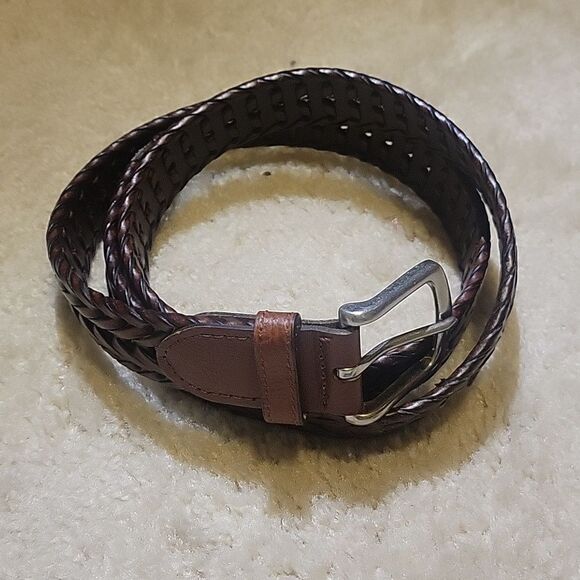 DOCKERS — GENUINE LEATHER Braided Belt Dark Brown - Picture 1 of 5